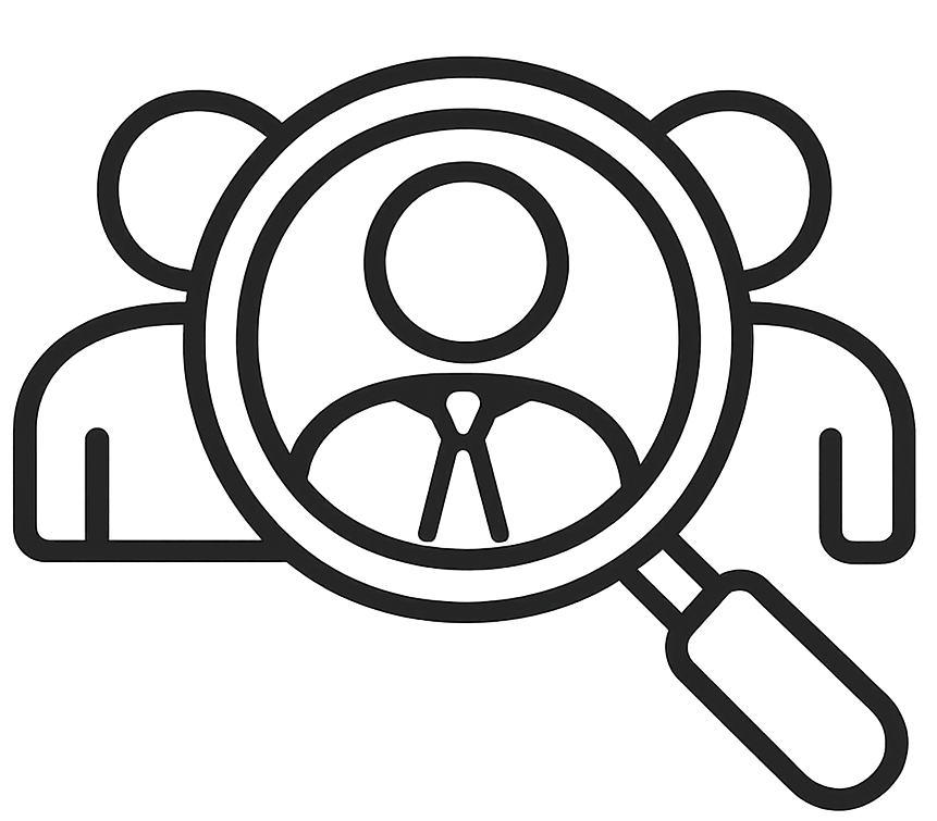 A simple, monochrome line art illustration of a teddy bear on a black background.